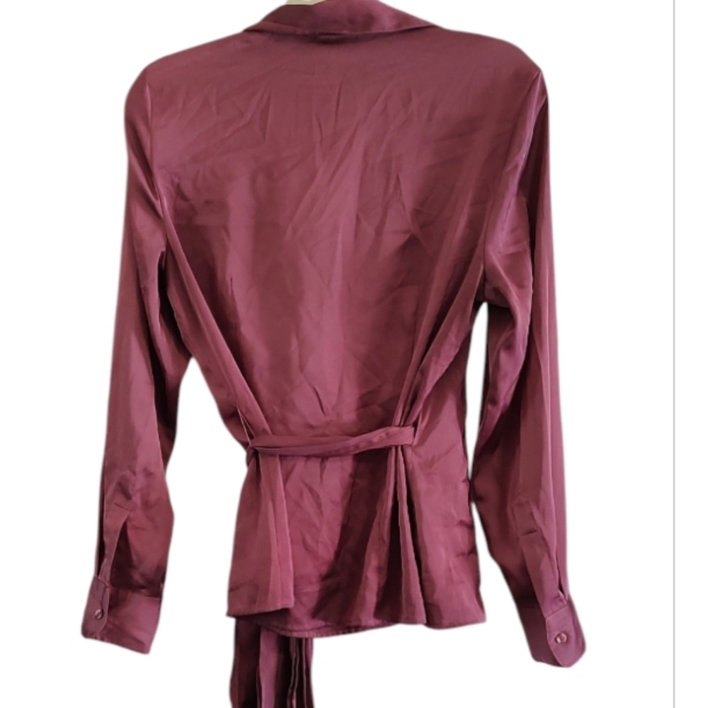 Ann Taylor Eggplant Wrap Blouse - Picture 2 of 4